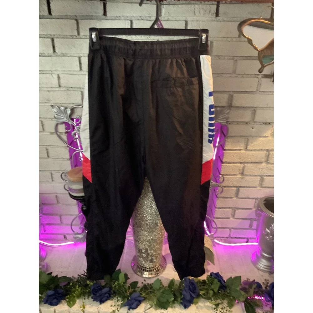 Puma Mens Colorblock Track Pants Black White Red Blue Logo Joggers Size Medium